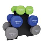 Set-de-mancuernas-de-neopreno-PROIRON-de-2kg-4kg-y-5kg----Rack