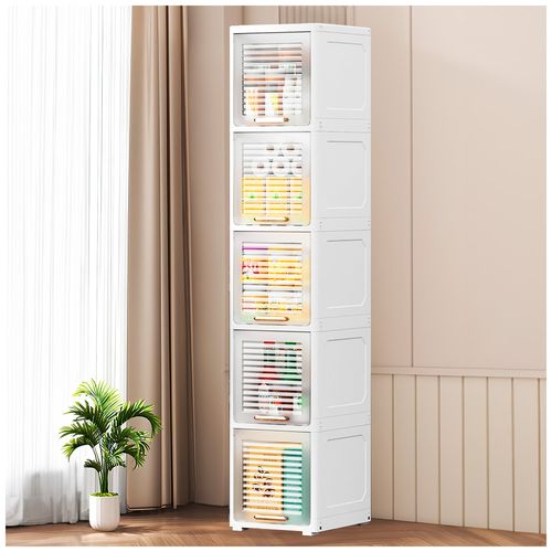 Estante Organizador Multiusos 5 Niveles Elegante con Ruedas Puerta Transparente S27