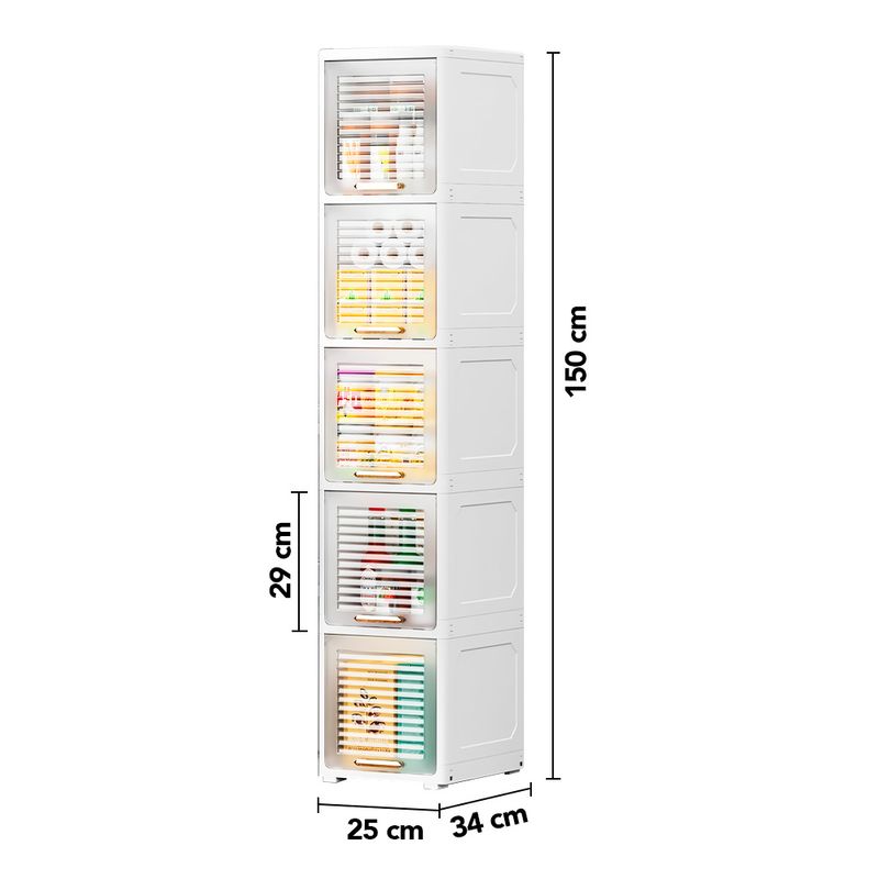 Estante-Organizador-Multiusos-5-Niveles-Elegante-con-Ruedas-Puerta-Transparente-S27