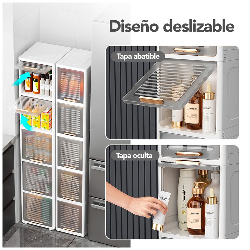 Estante-Organizador-Multiusos-5-Niveles-Elegante-con-Ruedas-Puerta-Gris-S27