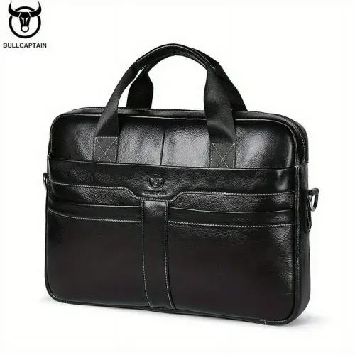 BullCaptain - Maletín de Cuero GWB-053-BK - Negro