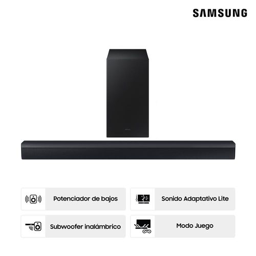 Barra de Sonido Samsung HW-C450 2.1 Canales con DTS Virtual X, Subwoofer Inalámbrico, Potenciador de