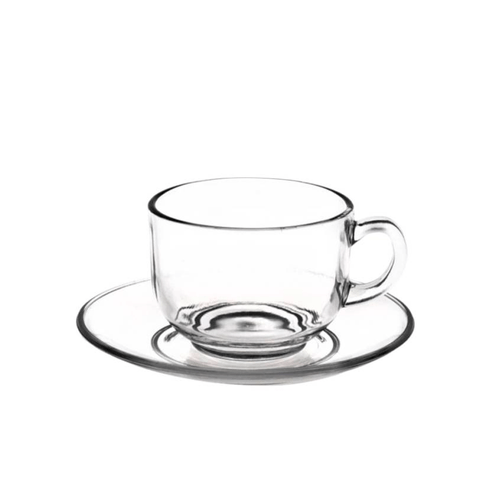 Taza más Plato de Vidrio Transparente para Café 420ml