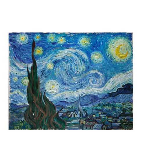 Cuadro Lienzo Pintura Al Oleo con Números La Noche Estrellada Van Gogh Grande