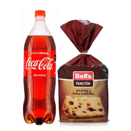 Pack Panetón BELL'S Bolsa 800g + Gaseosa COCA COLA Botella 1.5L