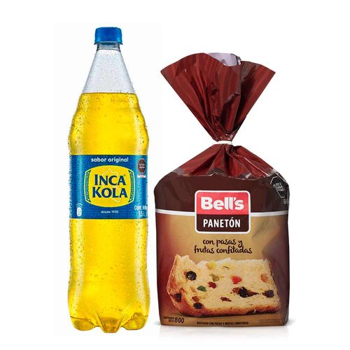 Pack Panetón BELL'S Bolsa 800g + Gaseosa INCA KOLA Botella 1.5L