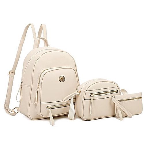 Set Mochila Morral y Billetera Biocuero - V3 - Blanco