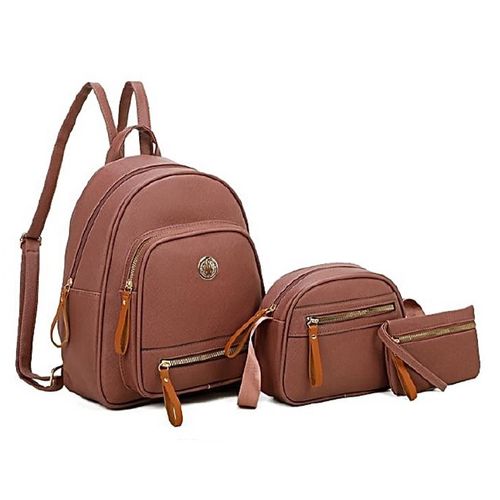 Set Mochila Morral y Billetera Biocuero - V3 - Rosa Oscuro