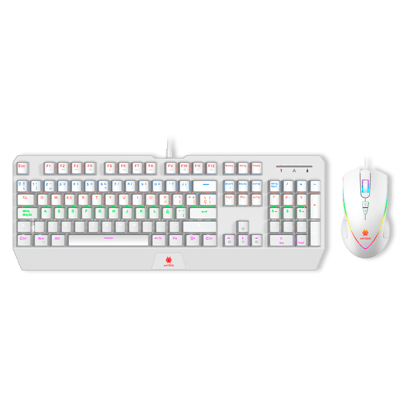 KIT-GAMING-ANTRYX-TECLADO-MECANICO---MOUSE-GC-5100-WHITE-SWITCH-RED