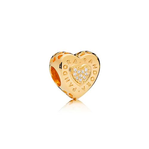 Charm Pandora Original para Mujer 767375CZ Shine Love Heart Gold s925 Nezmun