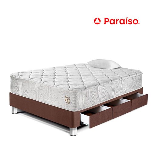 Cama Pocket Max 1.5 Plazas  Con Cajones Chocolate