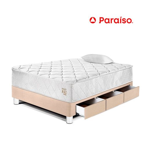 Cama Pocket Max 1.5 Plazas Con Cajones Champagne