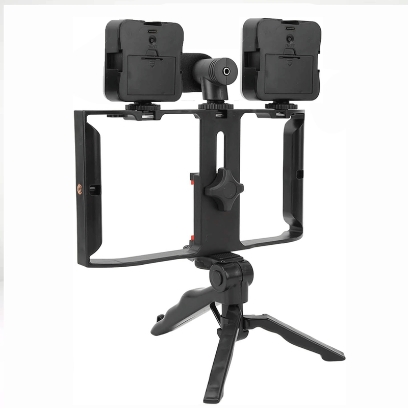 Kit-de-Video-para-Vlogger-Jaula-2-Reflectores-y-microfono-para-celular