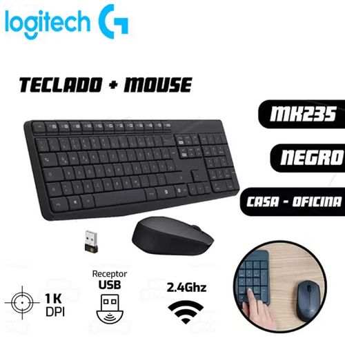 TECLADO LOGITECH MOUSE MK235 WIRELESS USB BLACK