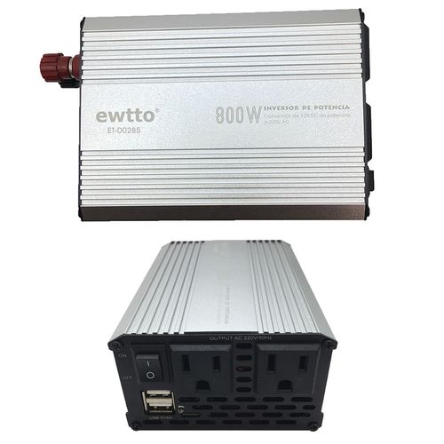 Inversor De Corriente 12v A 220v Ac 2 Usb 800w Power Ewtto - Plata