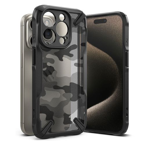 Case para iPhone 15 pro max, fusion X, antigolpes, rígido, camuflaje negro