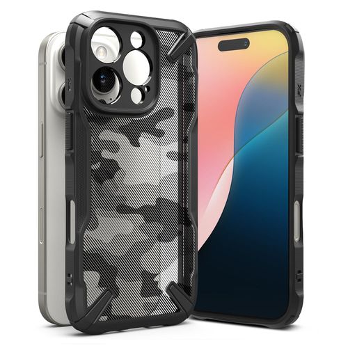 Case para iPhone 16 pro max, fusion X, antigolpes, rígido, camuflaje negro