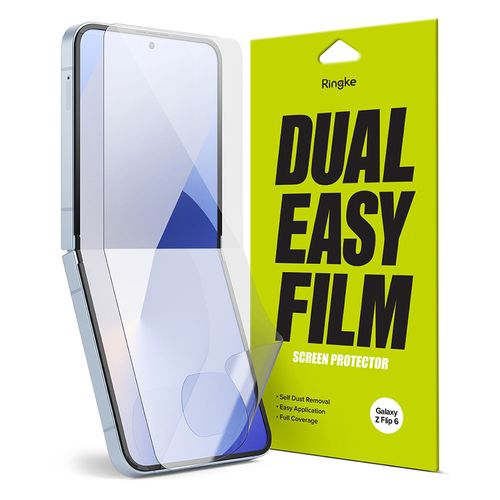 Protector de pantalla para Galaxy Z Flip 6, dual easy film con instalador, 2 unidades