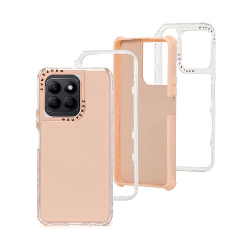 Case para Honor X6a plus, protección 360, 3 capas de protección, rosado