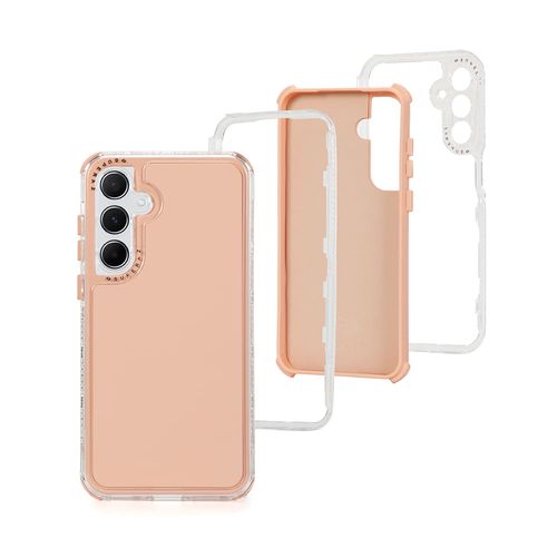 Case para Samsung A55, protección 360, 3 capas de protección, rosado