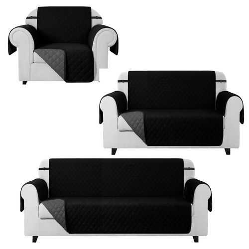 Cobertor Reversible de Muebles de 1, 2 y 3 Asientos Negro - Plomo