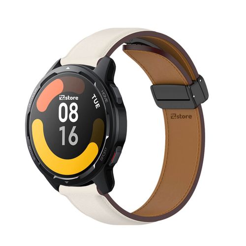 Correa de Cuero Para Xiaomi Watch S1 Active Magnético Crema