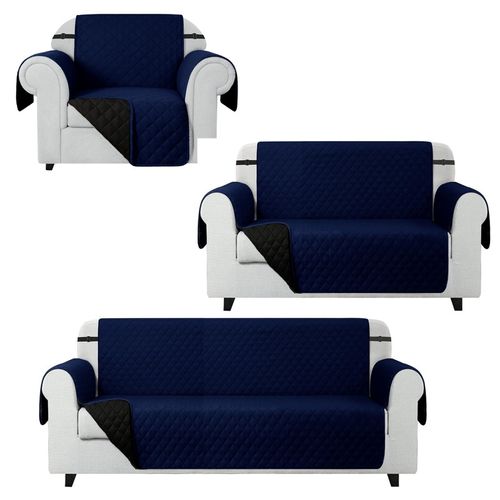 Cobertor Reversible de Muebles de 1, 2 y 3 Asientos Azul - Negro