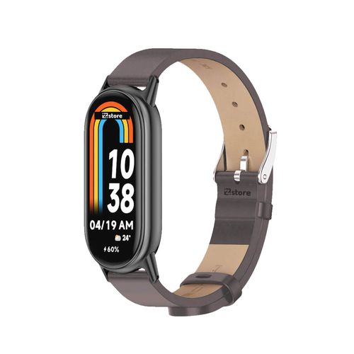 Correa de Cuero Para Xiaomi Mi Band 8 Gris