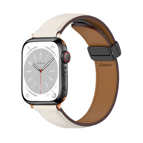 Correa De Cuero Para Apple Watch 42-44-45-49mm Gold Rose Crema