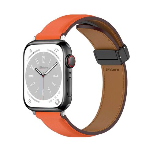 Correa De Cuero Para Apple Watch 42-44-45-49mm Gold Rose Naranja