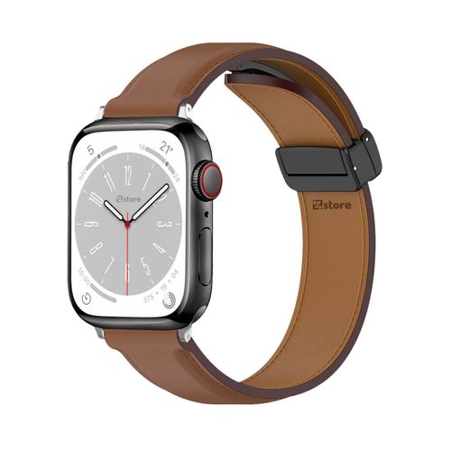Correa De Cuero Para Apple Watch 42-44-45-49mm Silver Marron
