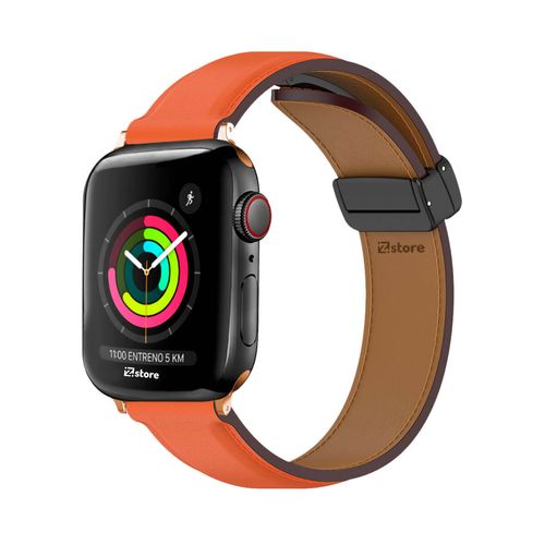 Correa De Cuero Para Apple Watch 38-40-41mm Gold Rose Naranja