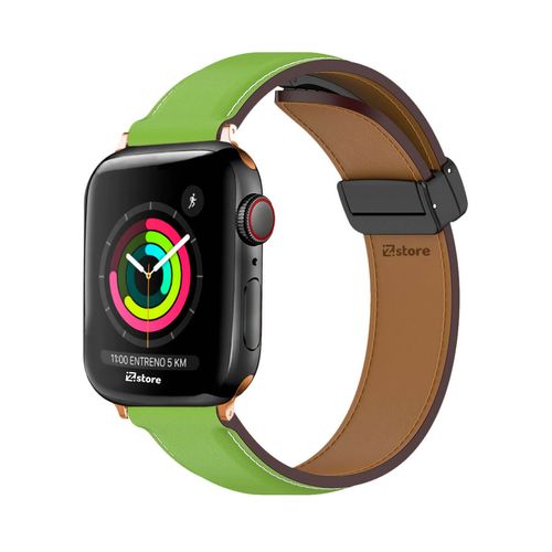 Correa De Cuero Para Apple Watch 38-40-41mm Gold Rose Verde