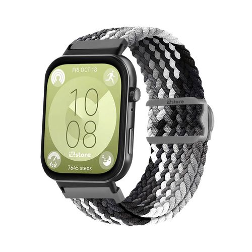 Correa de Nylon Para Huawei Watch Fit 3 Black Gris Tricolor