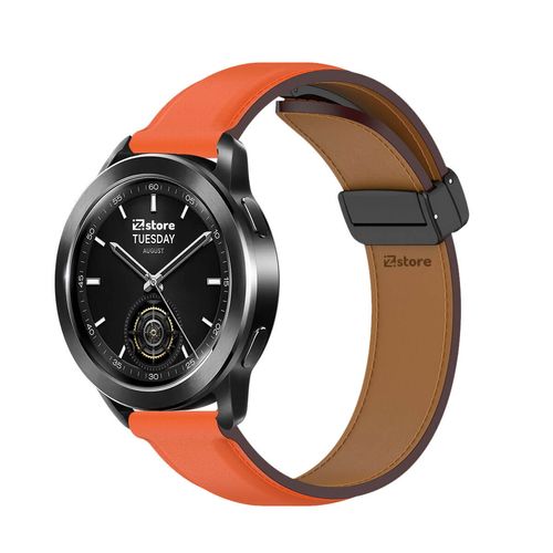 Correa de Cuero Para Xiaomi Watch S3 Broche Magnético Naranja