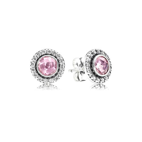 Aretes Pendientes Pandora Tipo Topo Detalle Circonita Rosa 290553PCZ Plata 925 Nezmun