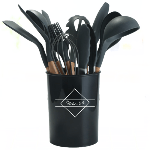 Set de Utensilios para Cocinas de Silicona Multifuncional por 12 pzas Color Negro