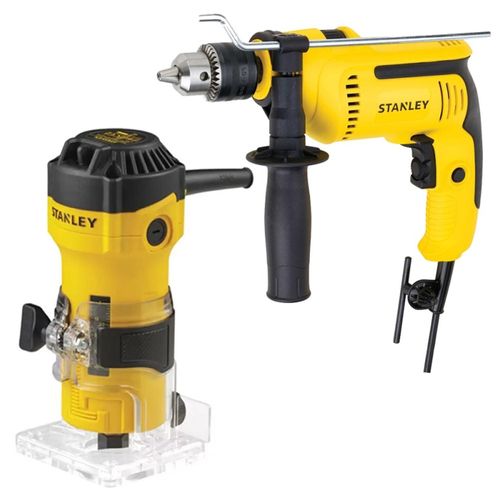 Fresadora 1/4" 550W + Taladro Percutor 1/2" 700W Stanley