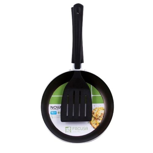 Sartén Antiadherente Nova 24cm + Espátula de Nylon 4 - Facusa, Ideal para Cocinar sin Complicaciones