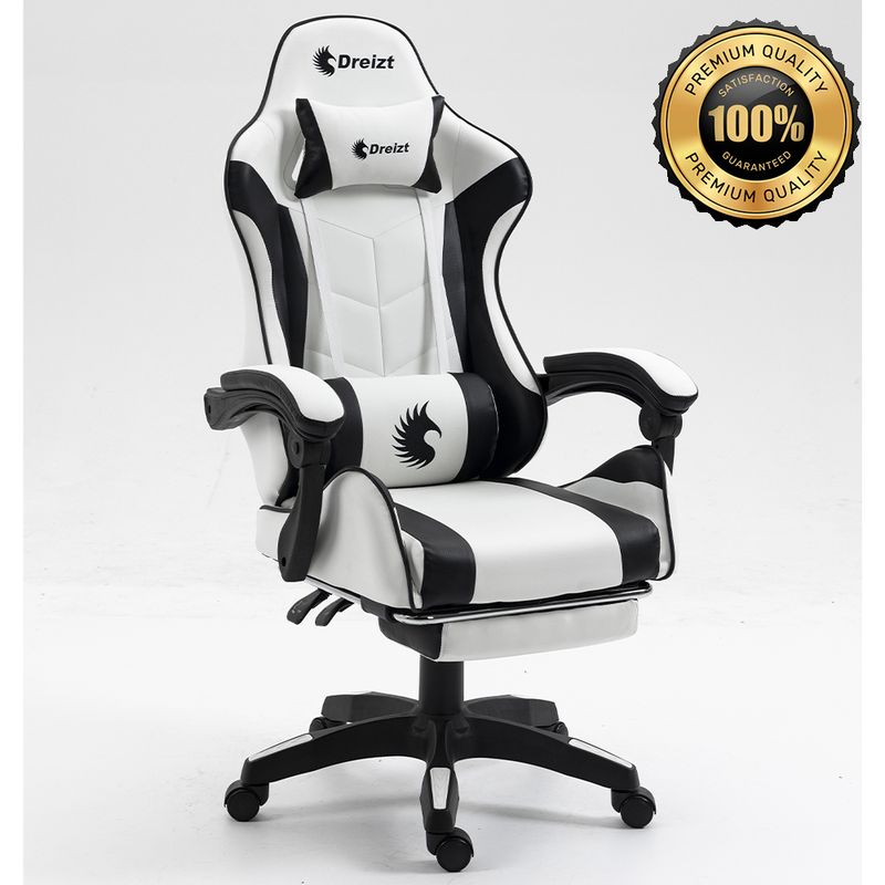 Silla-Gamer-Ergonomica-Dreizt-Shine-Series-Blanco-con-Posapies-Reclinable