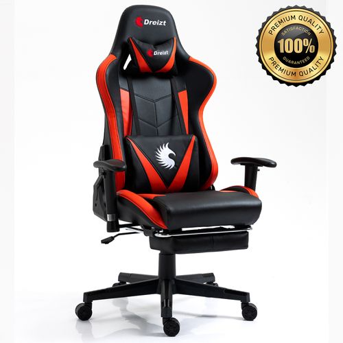 Silla Gamer Dreizt Apolo Series Rojo Pro 180° Reclinable Alta Calidad con Posapies