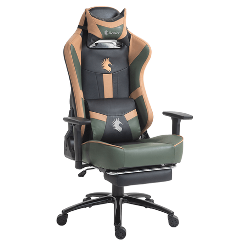 Silla Gamer Dreizt Heroes Series Verde Land Premium Alta Calidad Reclinable con Posapies Gas Lift Cl