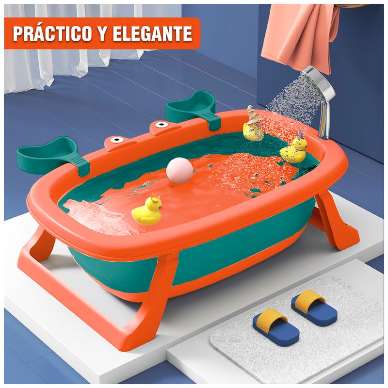 Bañera-Plegable-para-Bebes-Tina-de-Baño-Cangrejo-WI5-Naranja