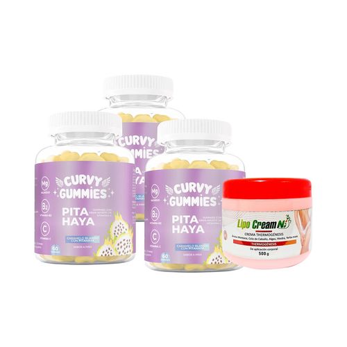 3 Suplemento Pita Haya Gomitas + Crema Thermogénesis Tapa roja Lipo Cream