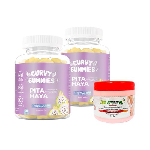 2 Suplemento Pita Haya Gomitas + Crema Thermogénesis Tapa roja Lipo Cream