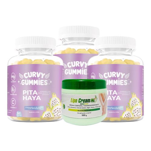 3 Suplemento Pita Haya Gomitas + Crema Thermohidra Tapa Verde Lipo Cream