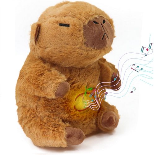 Capibara que respira peluche con luces y música