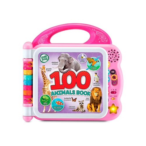 Libro Interactivo Learning 100 Animales Español Ingles Rosa