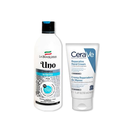 Shampo Uno- Pos 500gr - La Brasiliana+CeraVe Crema Hidratante Reparadora de Manos 50ml