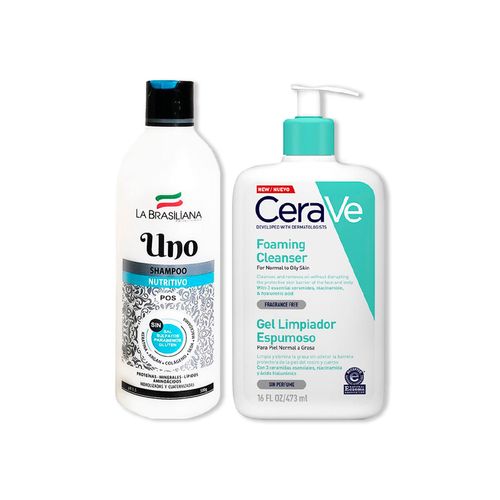 Shampo Uno- Pos 500gr - La Brasiliana+CeraVe Gel Limpiador Espumoso Foaming Cleanser 473ml